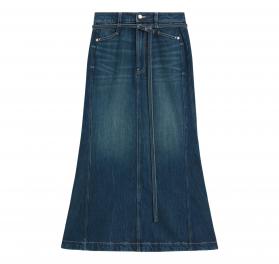 BOSS Gonna In Denim Blu Con Forma Svasata C PEPLUM SKIRT HR 