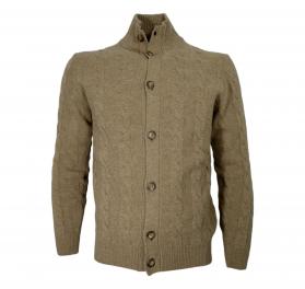 CASHMERE COMPANY Cardigan Uomo Lavorato a Treccia Slim Fit C