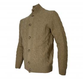 CASHMERE COMPANY Cardigan Uomo Lavorato a Treccia Slim Fit C