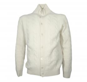 CASHMERE COMPANY Cardigan Uomo Lavorato a Treccia Slim Fit C