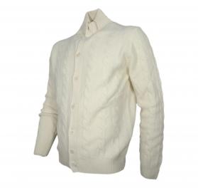 CASHMERE COMPANY Cardigan Uomo Lavorato a Treccia Slim Fit C