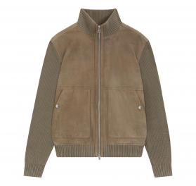 BOSS Giacca Uomo In Pelle Con Maniche In Misto Cotone H Maparo 50547673 Colore Beige Scuro
