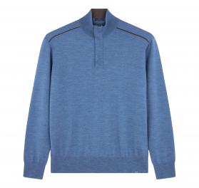 PAUL SHARK Maglione Uomo Mezza Zip In Lana Merino Extrafine 15311103 Colore Avio