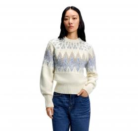 BOSS Maglione Donna Girocollo Misto Lana C Farombo 50551269 Colore Bianco a Motivi