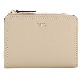 BOSS Portafoglio Donna Lenah Small Wallet 50558032 Pelle Martellata Colore Beige Chiaro