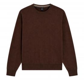 BOSS Maglione Uomo Cotone Girocollo Regular Fit Marrone Upac