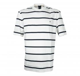 BOSS T Shirt Uomo In Cotone Mercerizzato Con Monogramma Double B C Taut 01 50555844 Colore Bianco a Righe Nere
