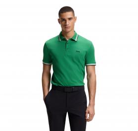 BOSS Polo Uomo Paddy In Pique Di Cotone Regular Fit 50469055 Colore Verde