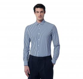 XACUS Camicia Uomo Tailor Fit Blu Righe No Stiro Stretch Traspirante Active Performance 21606004