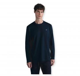 PAUL SHARK T Shirt Uomo Manica Lunga Cotone Jersey Regular Fit 99311006 Colore Blu Scuro