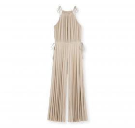 BOSS Tuta Donna Jumpsuit Con Pieghe Plissé In Jersey Lucente Edecki 50559000 Colore Beige