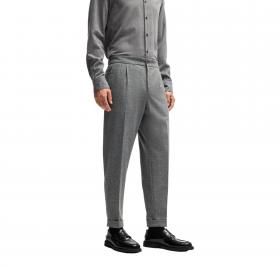 BOSS Pantalone Uomo Con Fit Affusolato In Flanella Elasticiz