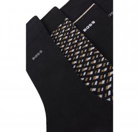 BOSS Calze Uomo Ad Altezza Regolare In Misto Cotone In Confezione Da Quattro 4P RS Gift Monogram 50524322 Colore Nero