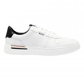 BOSS Sneakers Uomo In Pelle Con Righe Tipiche Del Marchio Cl