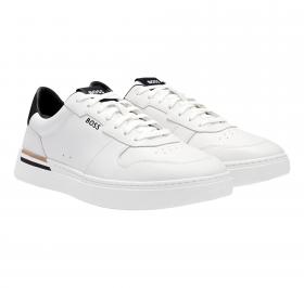 BOSS Sneakers Uomo In Pelle Con Righe Tipiche Del Marchio Cl