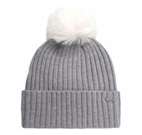 BOSS Berretto Donna In Lana Vergine Con Pompon In Eco Pellic