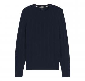 BOSS Maglione Uomo a Trecce In Lana e Cashmere H Hetico 50549975 Colore Blu