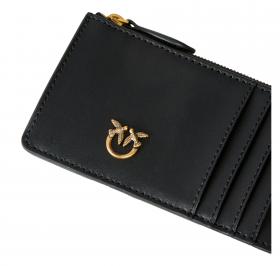PINKO Portacarte Donna Airone Cardholder Sheep Nappa Chevron