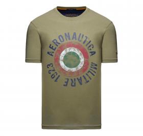 AERONAUTICA MILITARE T Shirt Uomo In Cotone Con Coccarda Tricolore TS2538UJ00727 Colore Verde