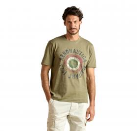 AERONAUTICA MILITARE T Shirt Uomo In Cotone Con Coccarda Tricolore TS2538UJ00727 Colore Verde