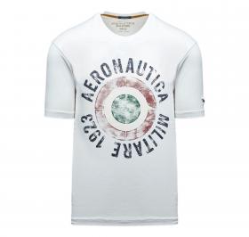 AERONAUTICA MILITARE T Shirt Uomo In Cotone Con Coccarda Tricolore TS2538UJ00727 Colore Bianco