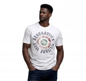 AERONAUTICA MILITARE T Shirt Uomo In Cotone Con Coccarda Tricolore TS2538UJ00727 Colore Bianco