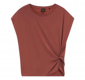 BOSS T Shirt Donna In Jersey Con Dettaglio Twist Laterale C Ebony 50553458 Colore Rosso Mattone