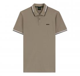 BOSS Polo Uomo Slim Fit In Cotone Elasticizzato Con Logo Paul 50506193 Colore Taupe 336