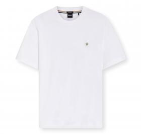 BOSS T Shirt Uomo In Cotone Mercerizzato Con Monogramma Double B C Taut 01 50555844 Colore Bianco