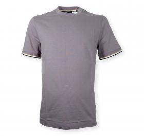 BOSS T Shirt Uomo In Jersey Di Cotone Con Righe Sul Fondo Manica Thompson 04 50501097 Colore Grigio