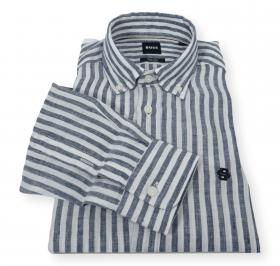 BOSS Camicia Uomo Regular Fit In Lino A Righe H LIAM BD E C1 261 50560595 Colore Righe Blu