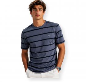 BOSS T Shirt Uomo In Cotone Mercerizzato Con Monogramma Double B C Taut 01 50555844 Colore Blu a Righe