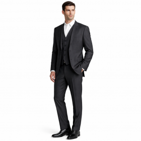 HUGO BOSS Abito Uomo con Gilet Nero 100% Lana Regular Fit 50