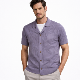 BOSS Polo Uomo C-Noy 50560478 Lilla Cotone Maglia Aperta Manica Corta