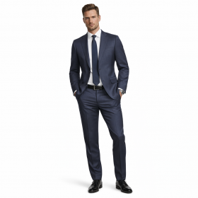 BOSS Abito Uomo Slim Fit Blu Navy P-HUGE 50561863 Tessuto Stretch