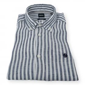 BOSS Camicia Uomo Regular Fit In Lino A Righe H LIAM BD E C1 261 50560595 Colore Righe Blu