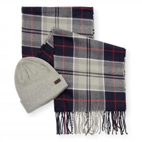 BARBOUR Set Uomo Cappello Sciarpa Tartan Grigio Swinton Gali