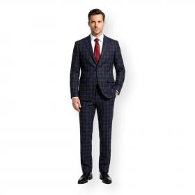 ALESSANDRO GILLES Abito Uomo Blu Quadri Slim Fit Lana Elegan