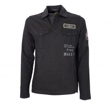 AERONAUTICA MILITARE Polo Uomo Manica Lunga Con Patch Legate