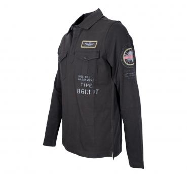 AERONAUTICA MILITARE Polo Uomo Manica Lunga Con Patch Legate