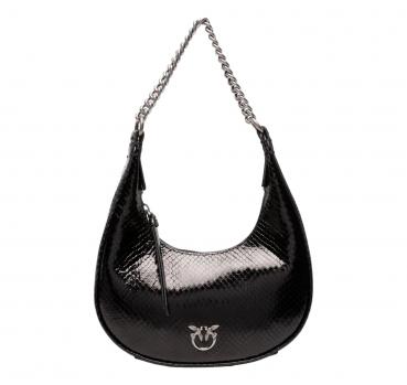 PINKO Borsa Donna Brioche Hobo Mini Pelle Laminata Colore Ne