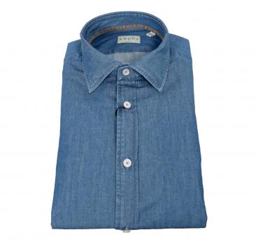 XACUS Camicia Uomo In Tela Blue jeans Washed Shirt 51911002 