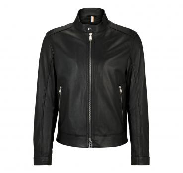 BOSS Giubbotto Uomo Regular Fit In Pelle Martellata Colletto