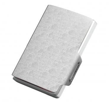 MONDRAGHI Saffiano Silver Mini Wallet in Pelle Protezione RF