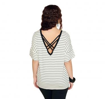 LISA KOTT Blusa Donna A Righe Con Dettagli Sul Retro LK9887 