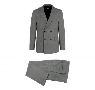 BOSS Abito Uomo Slim Fit Doppiopetto in Lana Con Micromotivo