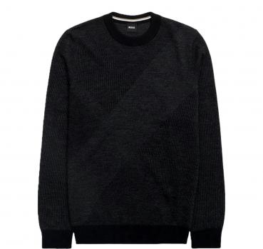 BOSS Maglione Uomo Con Motivo Jacquard Bicolore H-Eclaus 505