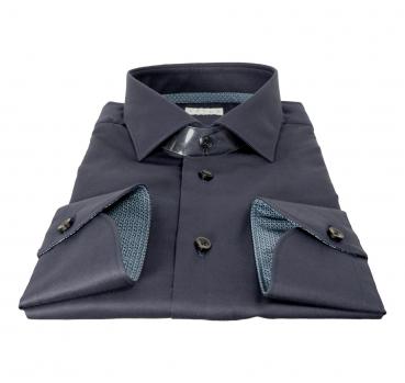 XACUS Camicia Uomo Collo Francese Tinta Unita Con Contrasti 