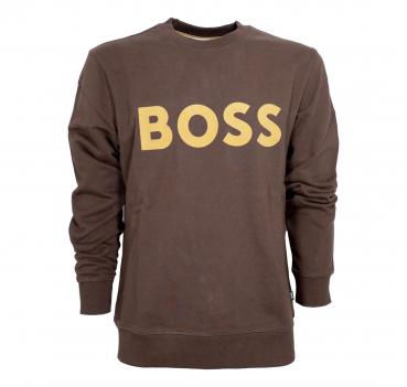 BOSS Felpa in Cotone Con Stampa Flok Del Logo 50477309 Marro