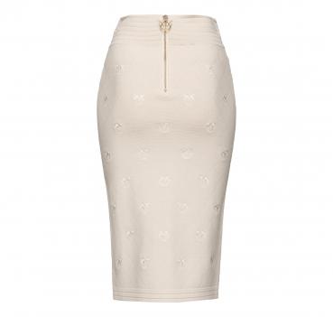 PINKO Gonna Donna Oviedo Jacquard Piquet con Logo Colore Bei